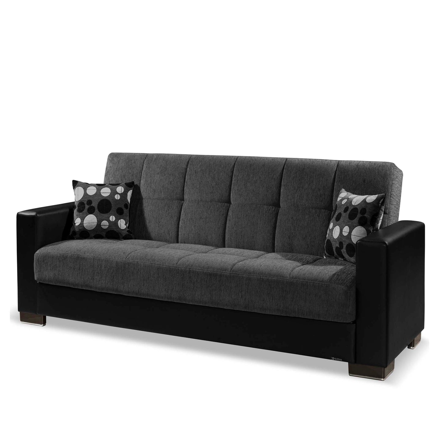 Armada Upholstered Convertible Sofabed with Storage Grey/Black-PU Chenille