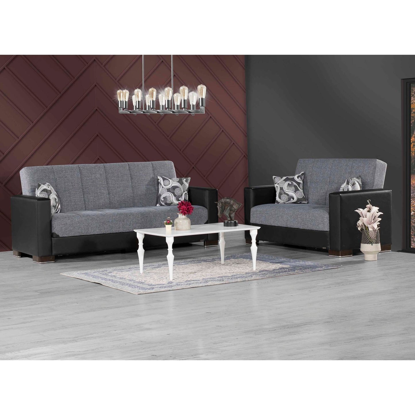 Armada Upholstered Convertible Sofabed with Storage Grey/Black-PU Polyester