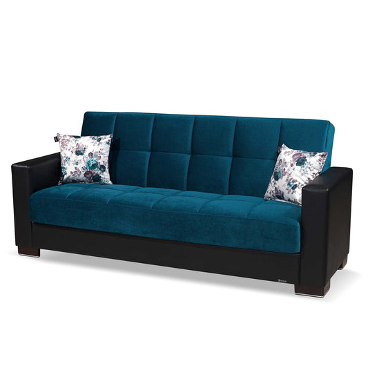 Armada Upholstered Convertible Sofabed with Storage Turquoise/Black-PU Microfiber