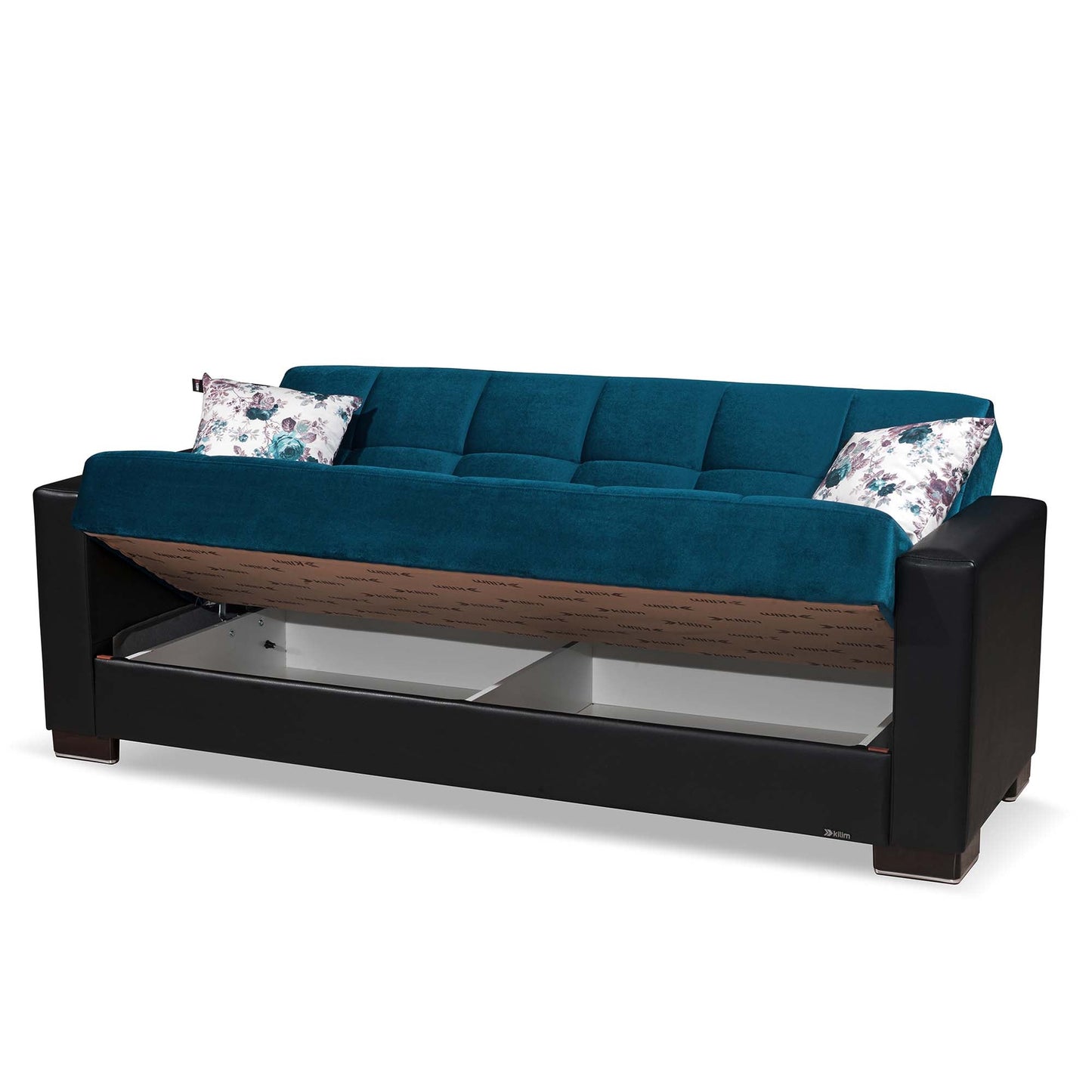 Armada Upholstered Convertible Sofabed with Storage Turquoise/Black-PU Microfiber