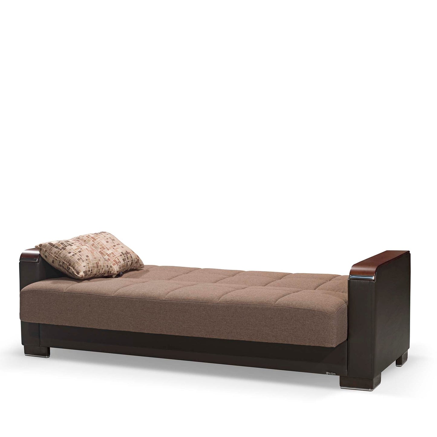 Armada X Upholstered Convertible Wood Trimmed Sofabed with Storage Brown/Brown-PU Polyester