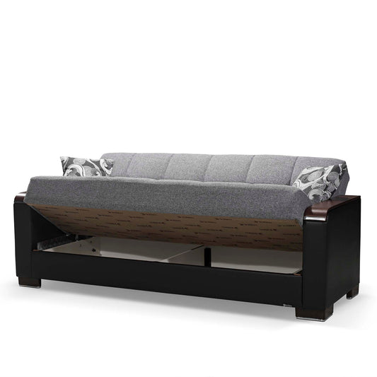 Armada X Upholstered Convertible Wood Trimmed Sofabed with Storage Grey/Black-PU Polyester