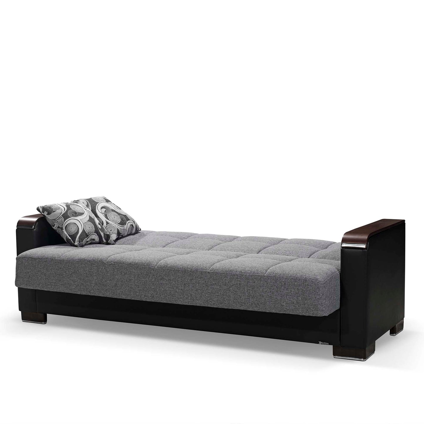 Armada X Upholstered Convertible Wood Trimmed Sofabed with Storage Grey/Black-PU Polyester