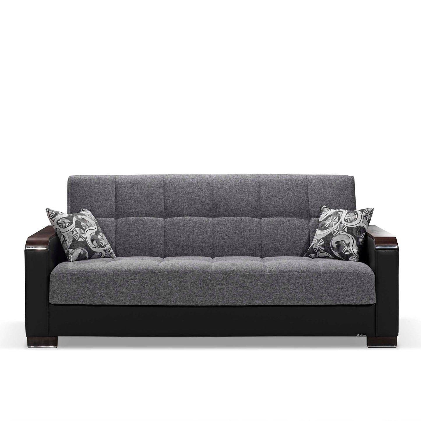 Armada X Upholstered Convertible Wood Trimmed Sofabed with Storage Grey/Black-PU Polyester