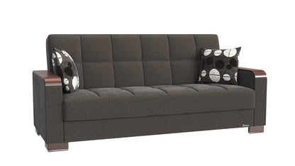 Armada X Upholstered Convertible Wood Trimmed Sofabed with Storage Grey Chenille