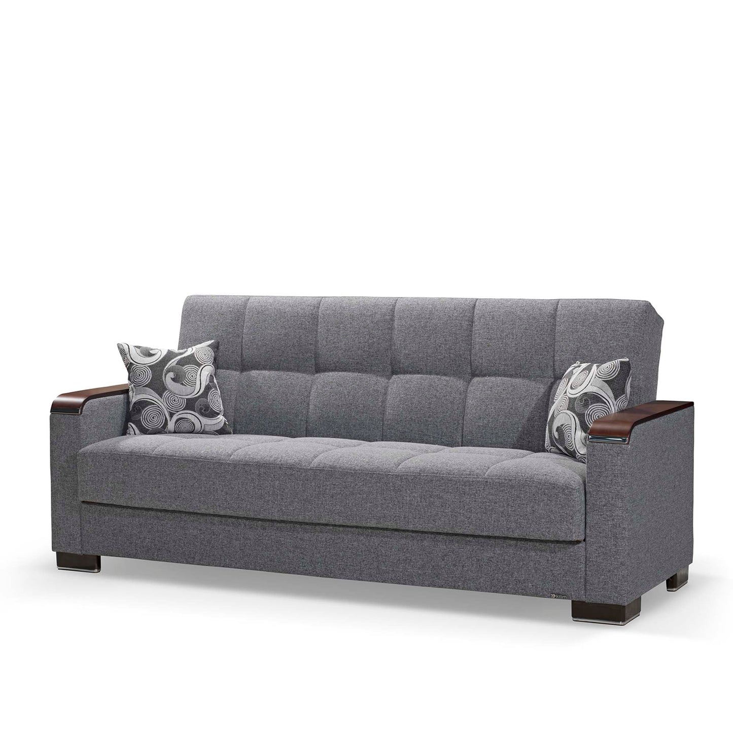 Armada X Upholstered Convertible Wood Trimmed Sofabed with Storage Grey Polyester