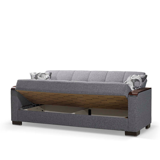 Armada X Upholstered Convertible Wood Trimmed Sofabed with Storage Grey Polyester