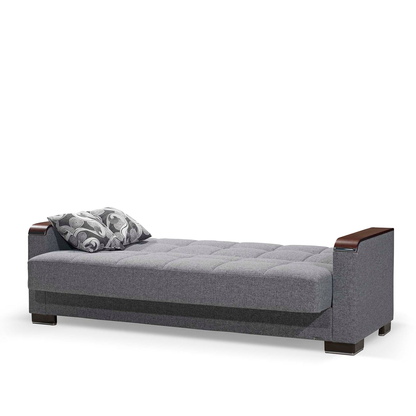 Armada X Upholstered Convertible Wood Trimmed Sofabed with Storage Grey Polyester