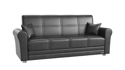 Avalon Upholstered Convertible Sofabed with Storage Black-PU