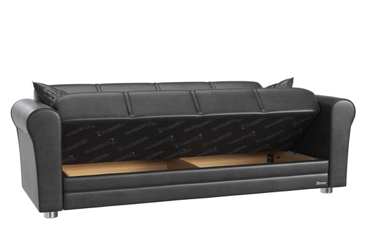 Avalon Upholstered Convertible Sofabed with Storage Black-PU