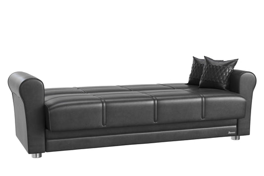 Avalon Upholstered Convertible Sofabed with Storage Black-PU