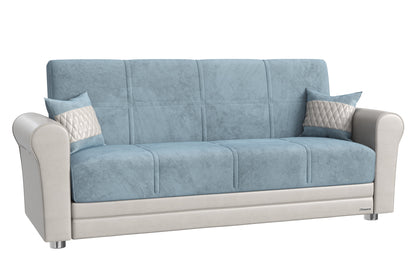 Avalon Upholstered Convertible Sofabed with Storage Blue