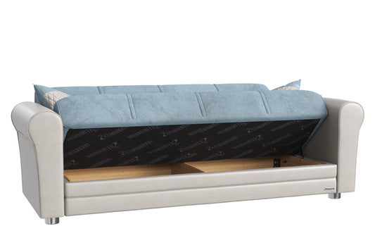 Avalon Upholstered Convertible Sofabed with Storage Blue