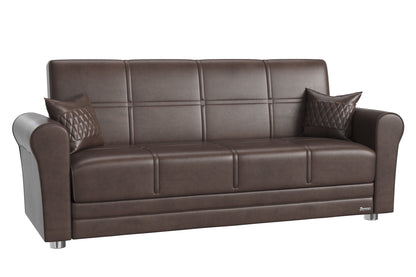 Avalon Upholstered Convertible Sofabed with Storage Brown-PU