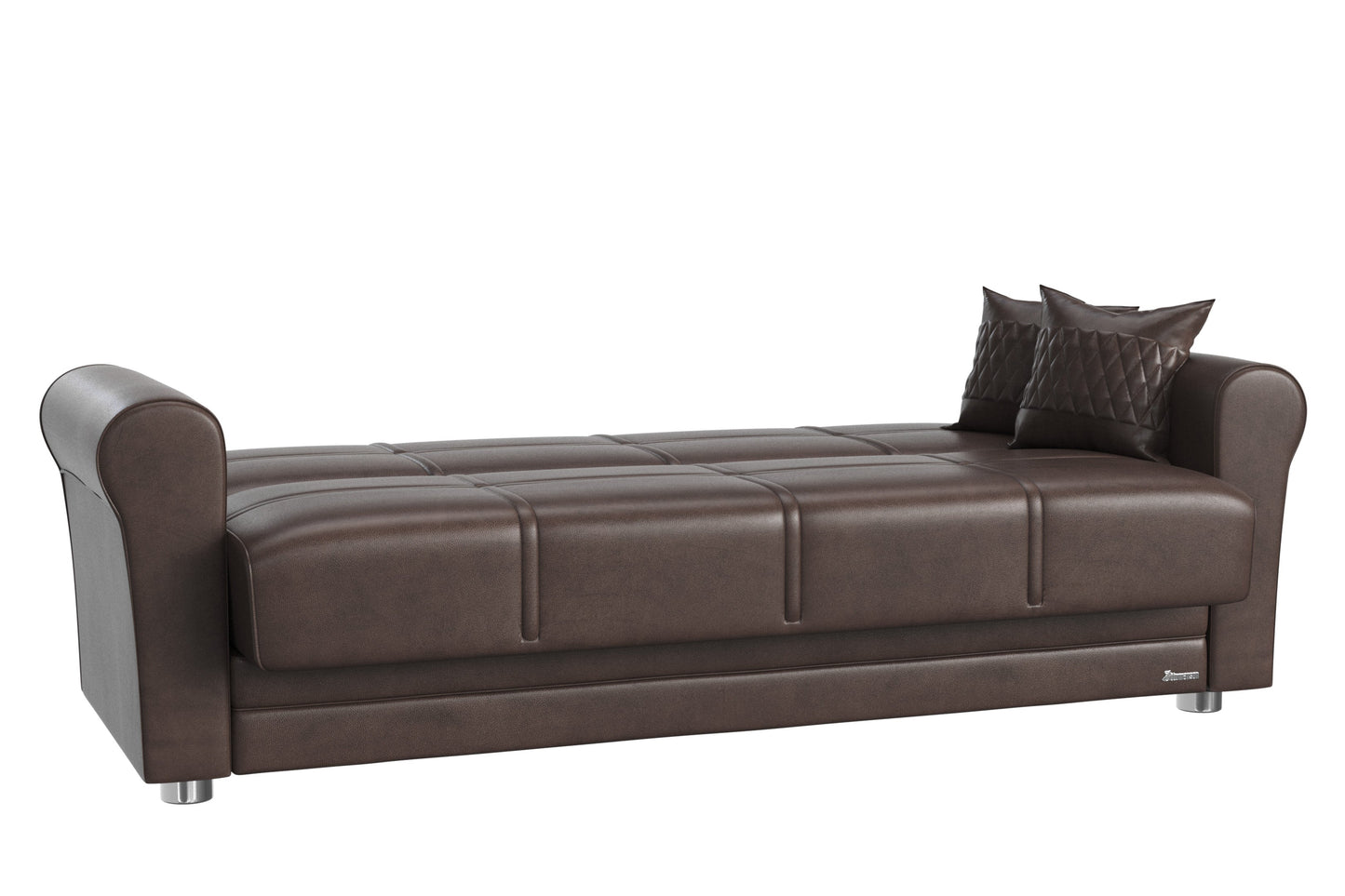 Avalon Upholstered Convertible Sofabed with Storage Brown-PU