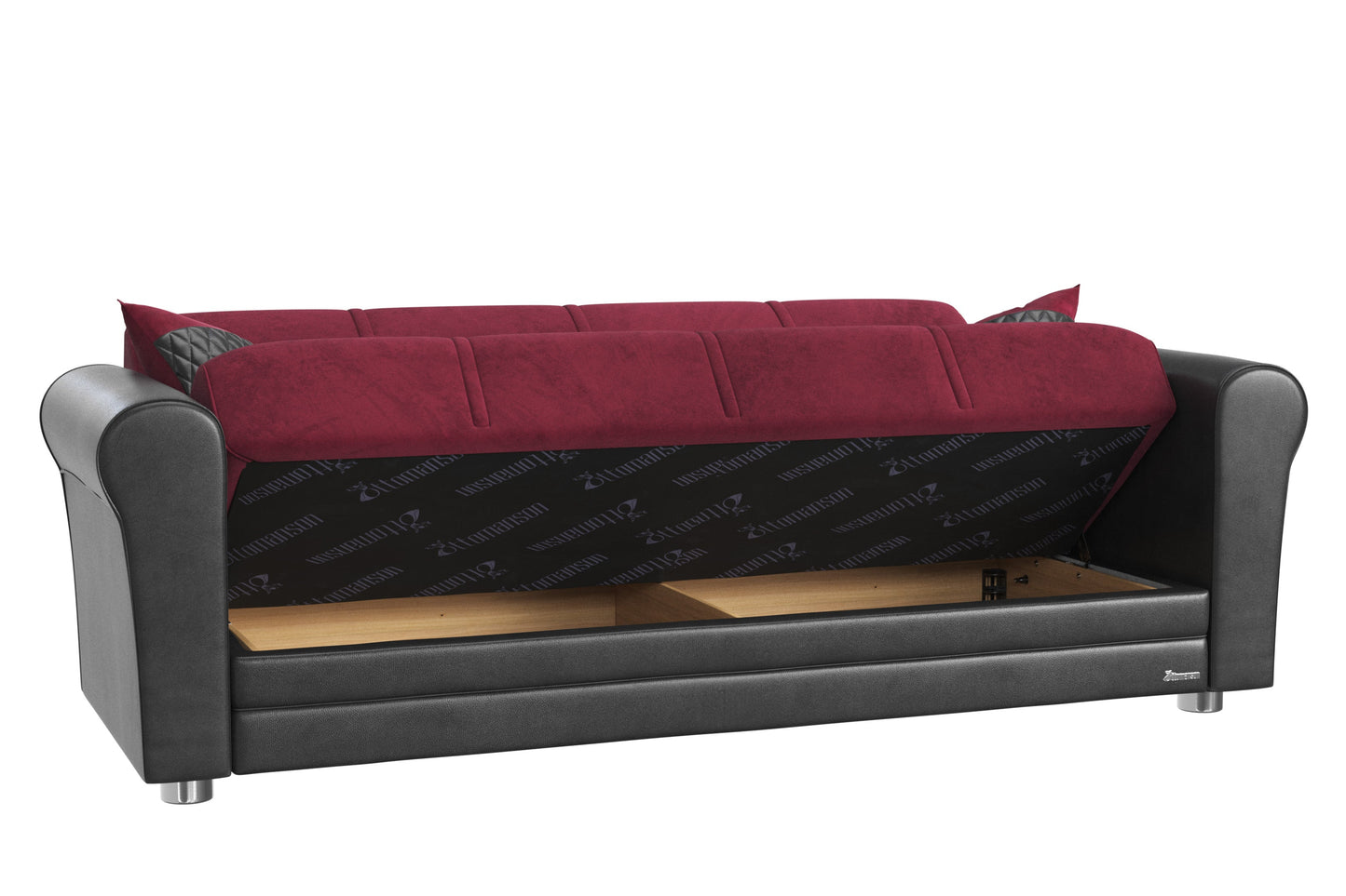 Avalon Upholstered Convertible Sofabed with Storage Burgundy