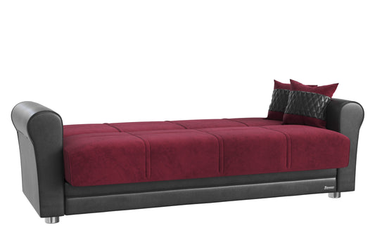 Avalon Upholstered Convertible Sofabed with Storage Burgundy