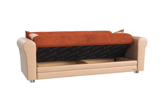 Avalon Upholstered Convertible Sofabed with Storage Orange