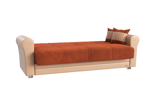 Avalon Upholstered Convertible Sofabed with Storage Orange