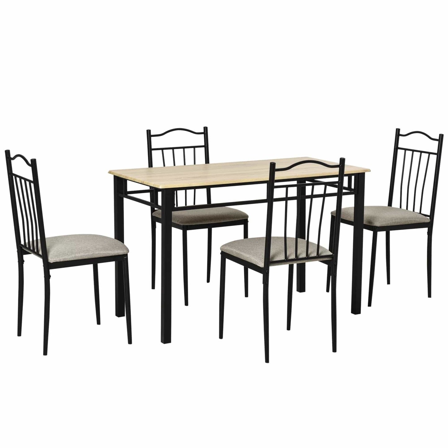 5 Piece Dining Set 1 Table 4 Chairs for Home Kitchen with Padded Seat, Metal Frame