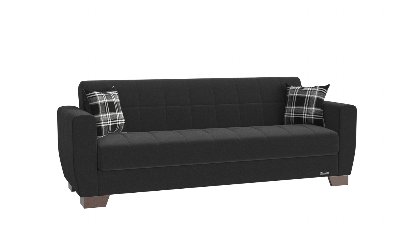 Barato Upholstered Convertible Sofabed with Storage Black