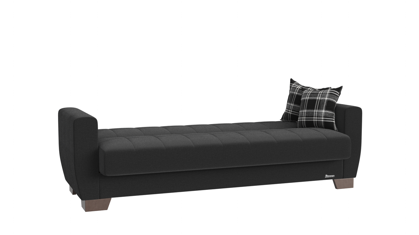 Barato Upholstered Convertible Sofabed with Storage Black