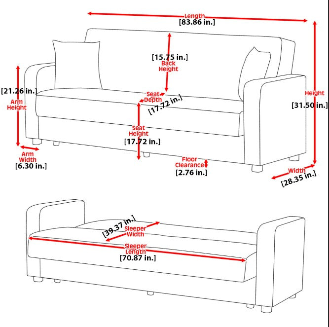 Barato Upholstered Convertible Sofabed with Storage Black