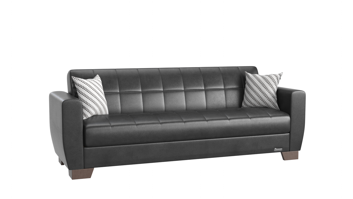 Barato Upholstered Convertible Sofabed with Storage Black-PU