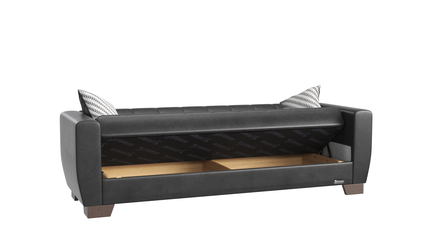 Barato Upholstered Convertible Sofabed with Storage Black-PU