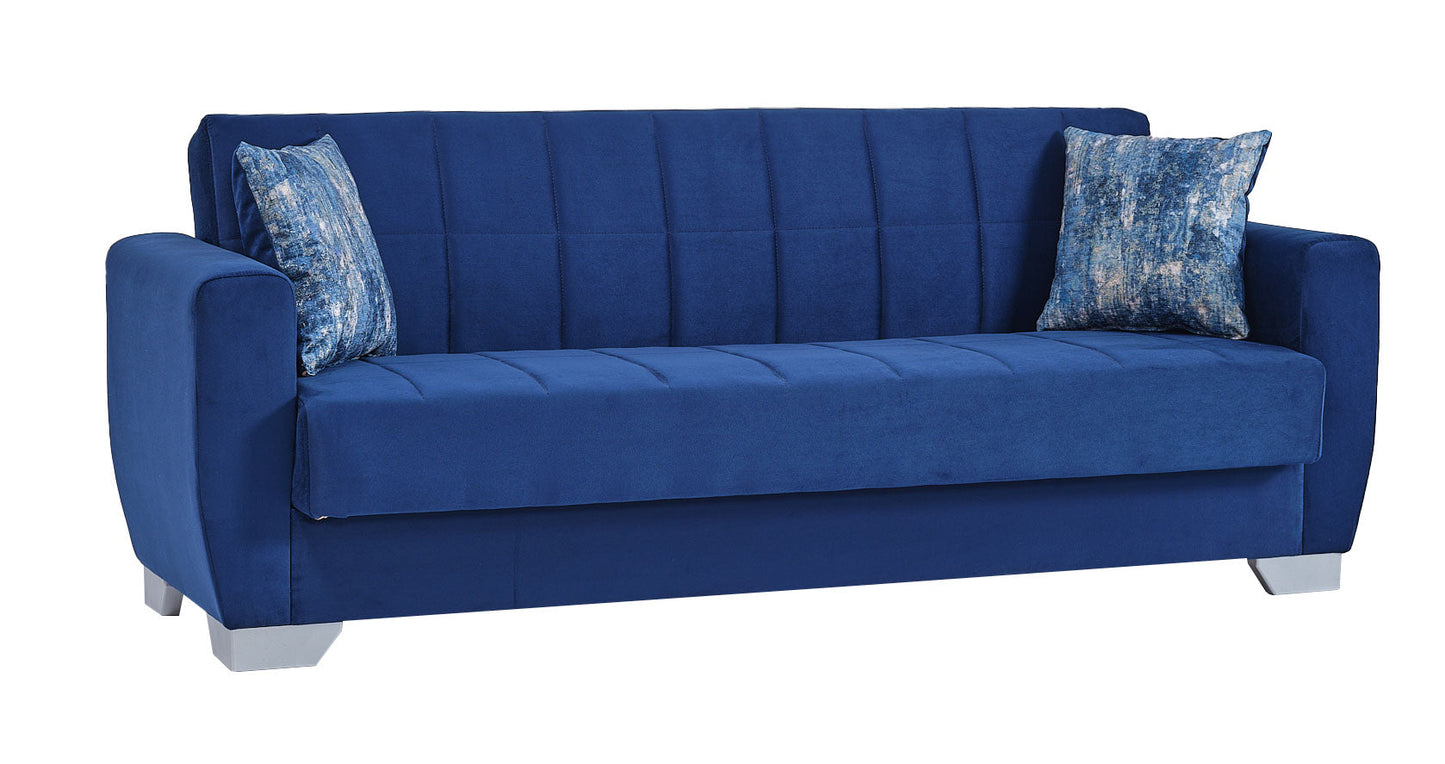 Barato Upholstered Convertible Sofabed with Storage Blue