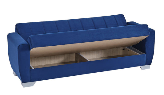 Barato Upholstered Convertible Sofabed with Storage Blue