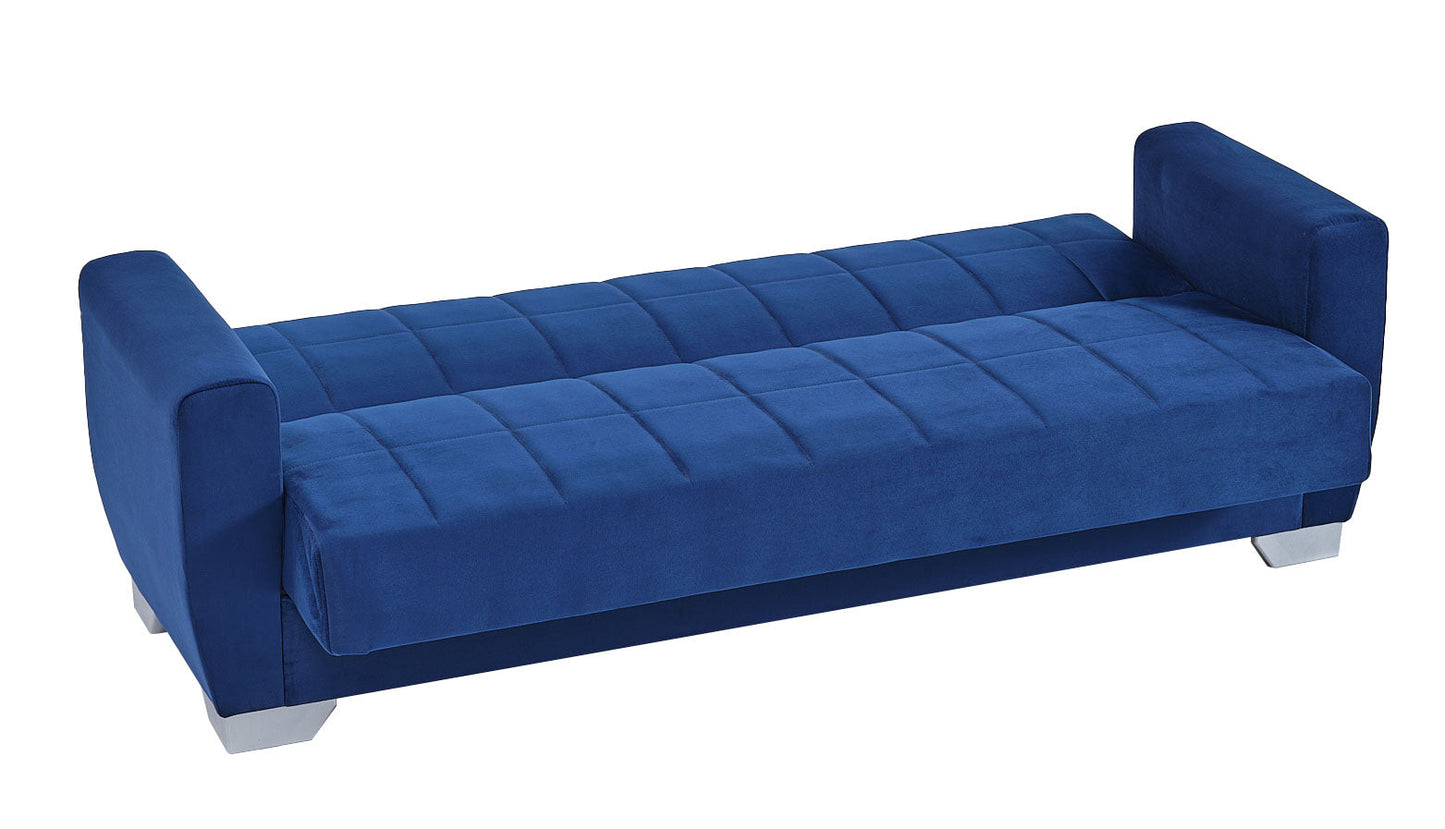 Barato Upholstered Convertible Sofabed with Storage Blue