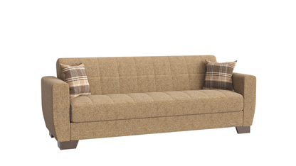 Barato Upholstered Convertible Sofabed with Storage Brown