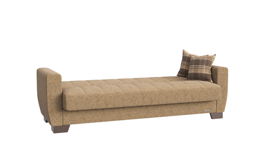 Barato Upholstered Convertible Sofabed with Storage Brown