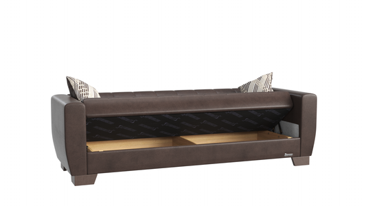 Barato Upholstered Convertible Sofabed with Storage Brown-PU