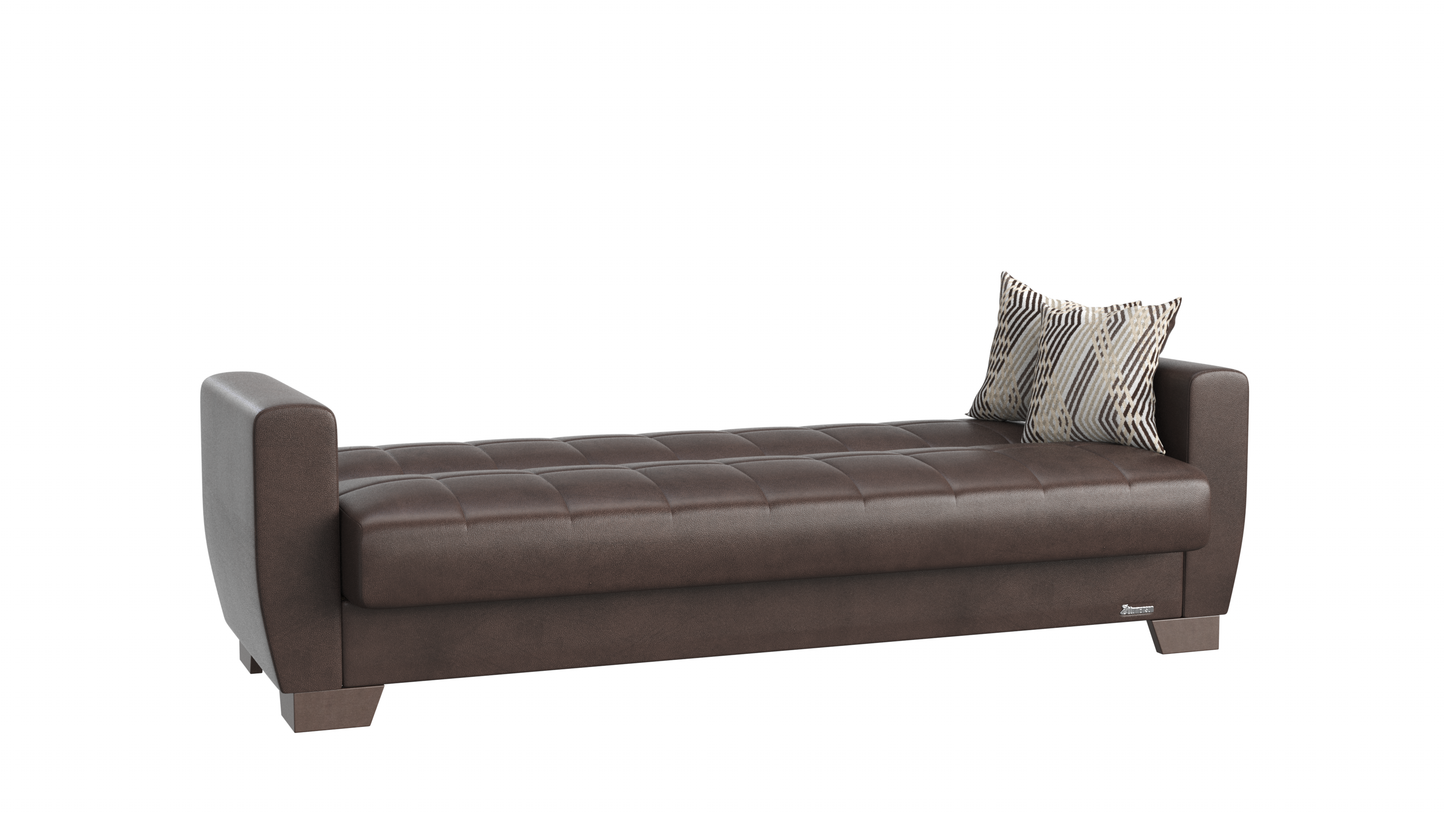 Barato Upholstered Convertible Sofabed with Storage Brown-PU