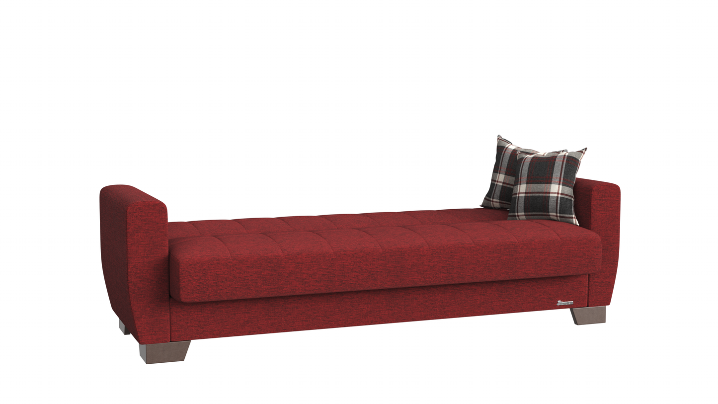 Barato Upholstered Convertible Sofabed with Storage Burgundy