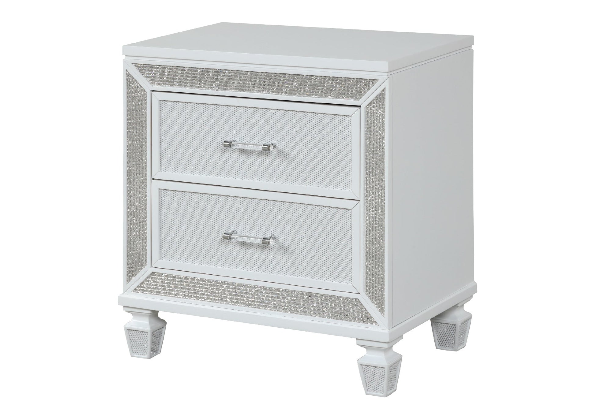 Galaxy Home Crystal Nightstand Made With Wood Finished White Wood