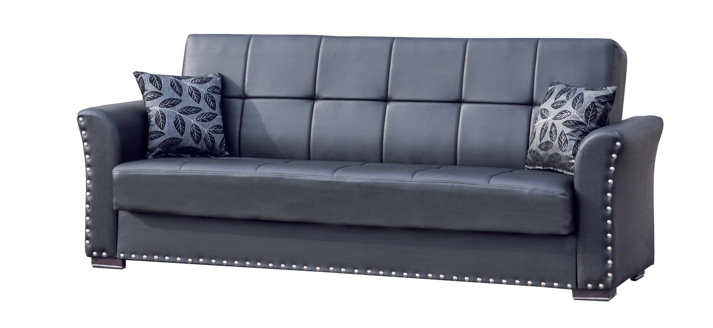 Diva Upholstered Convertible Sofabed with Storage Black-PU