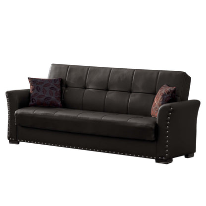 Diva Upholstered Convertible Sofabed with Storage Brown-PU