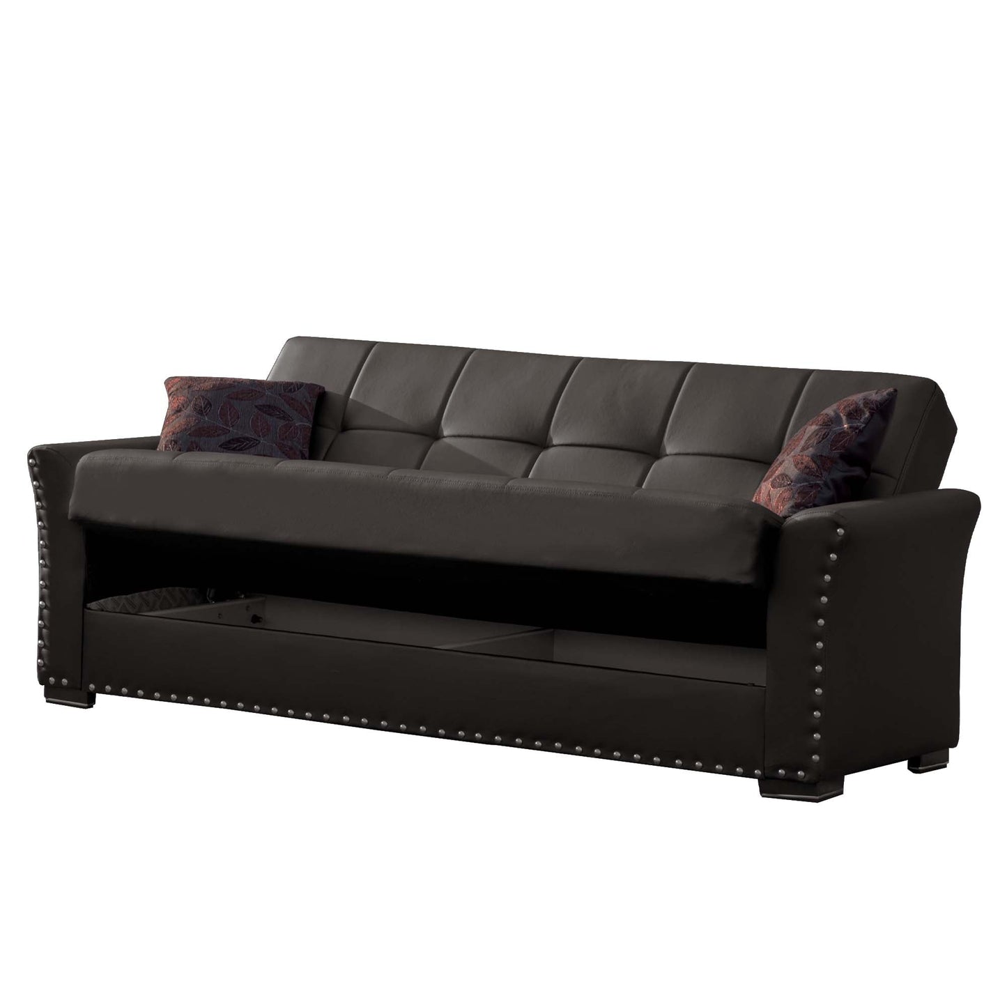 Diva Upholstered Convertible Sofabed with Storage Brown-PU