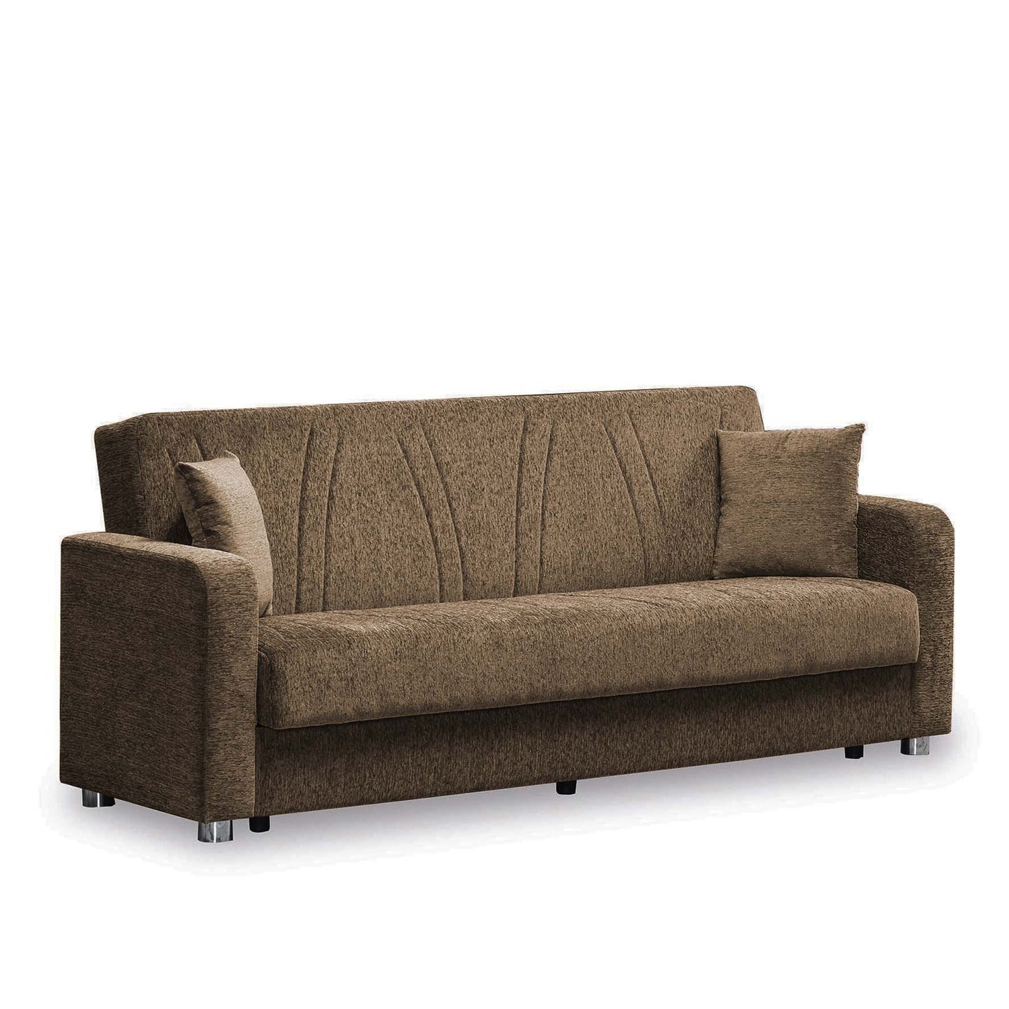 Elegance Upholstered Convertible Sofabed with Storage Beige