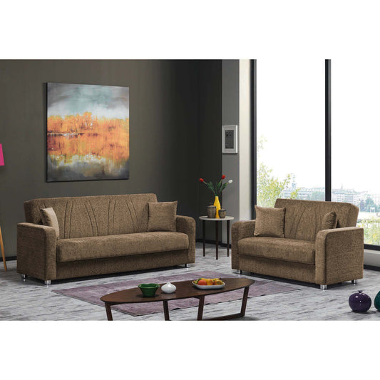 Elegance Upholstered Convertible Sofabed with Storage Beige