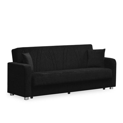 Elegance Upholstered Convertible Sofabed with Storage Black