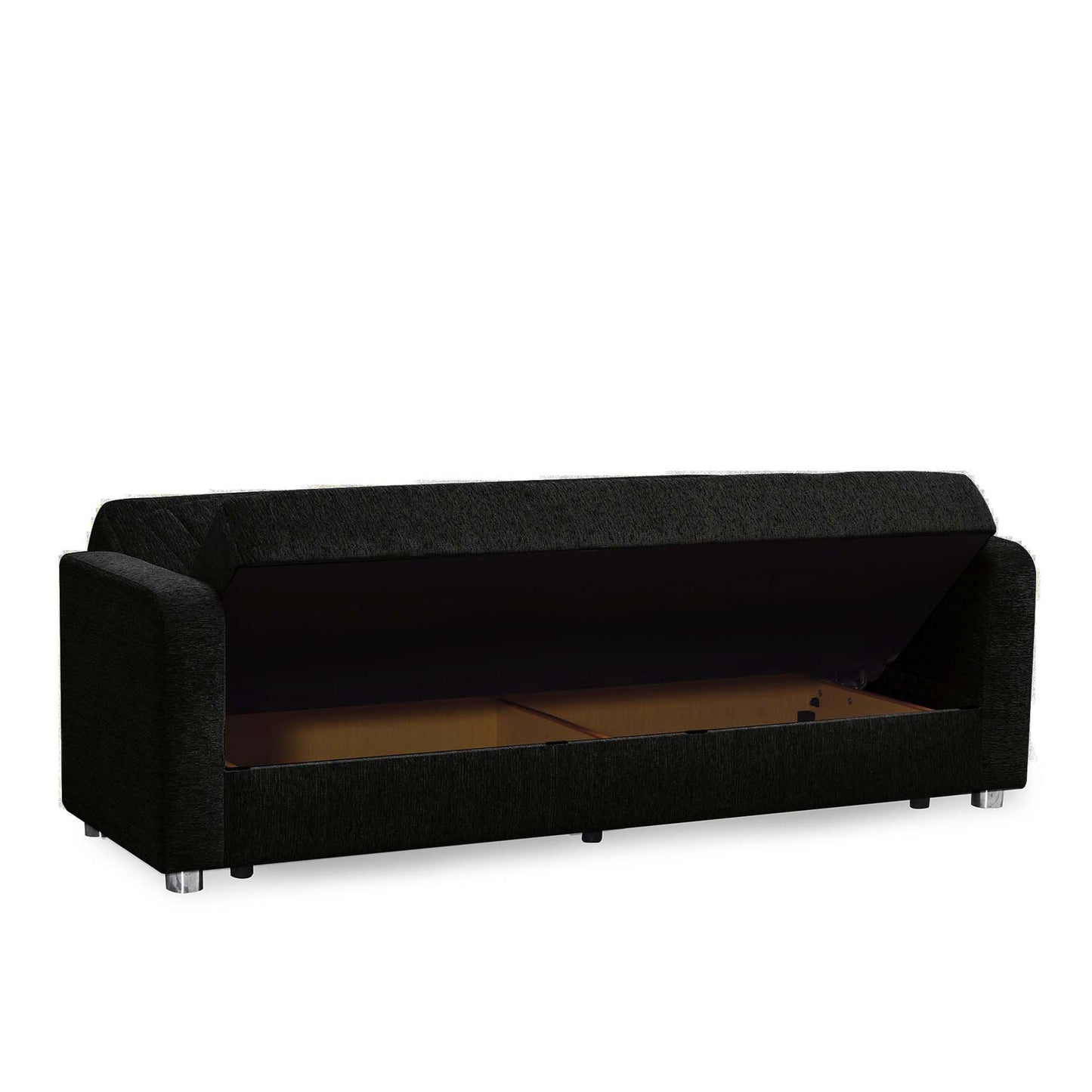 Elegance Upholstered Convertible Sofabed with Storage Black