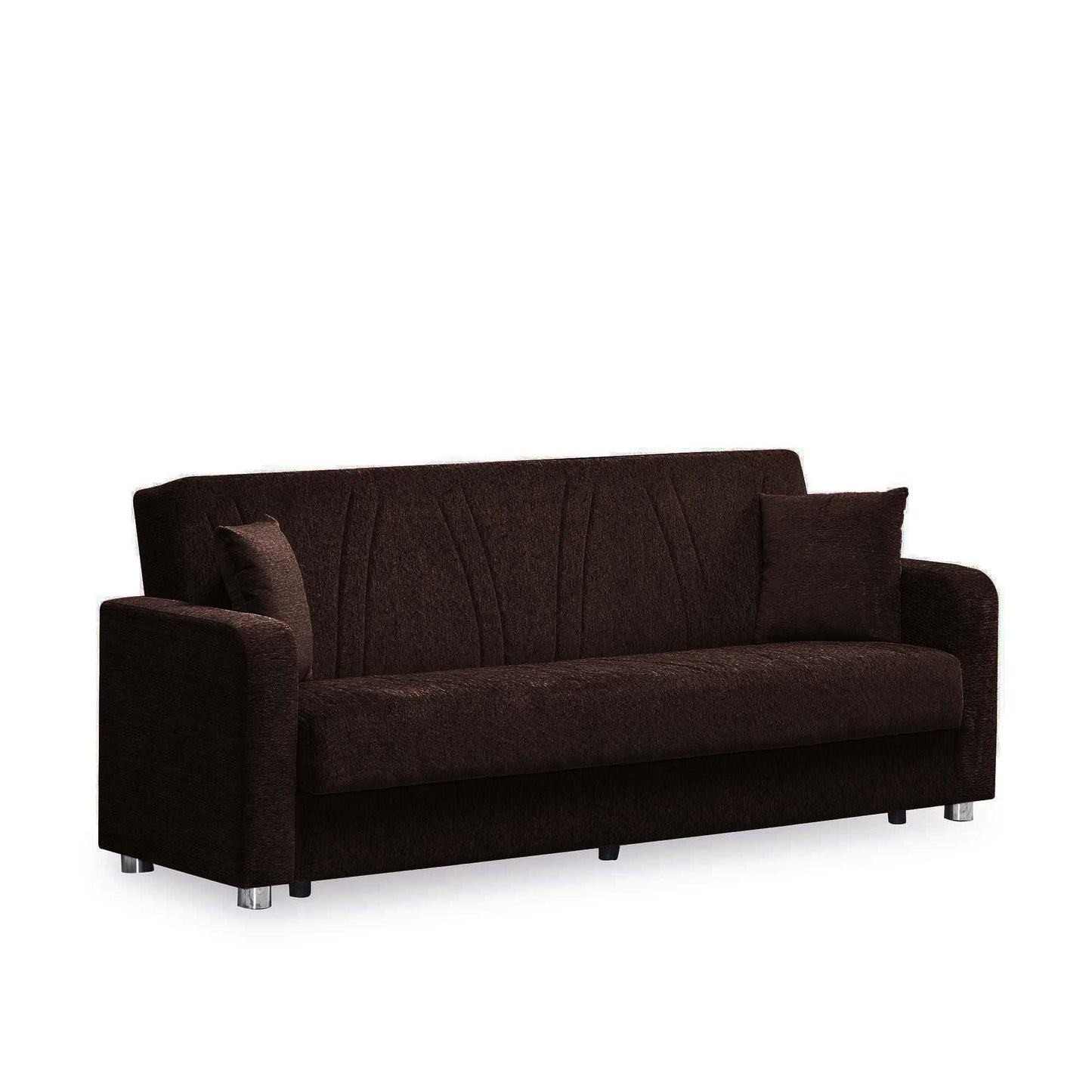 Elegance Upholstered Convertible Sofabed with Storage Dark Brown