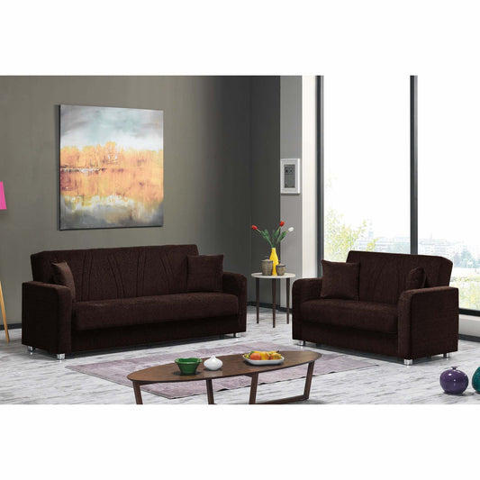 Elegance Upholstered Convertible Sofabed with Storage Dark Brown