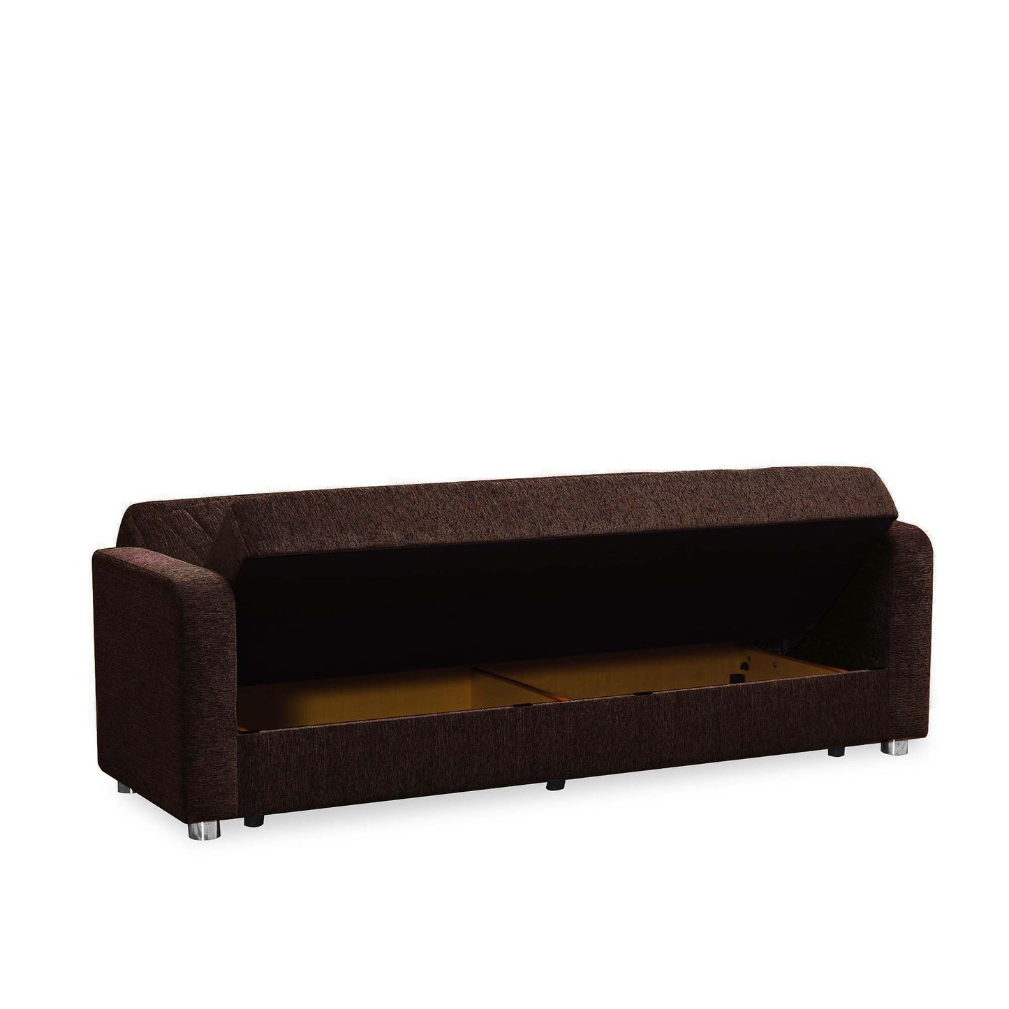 Elegance Upholstered Convertible Sofabed with Storage Dark Brown