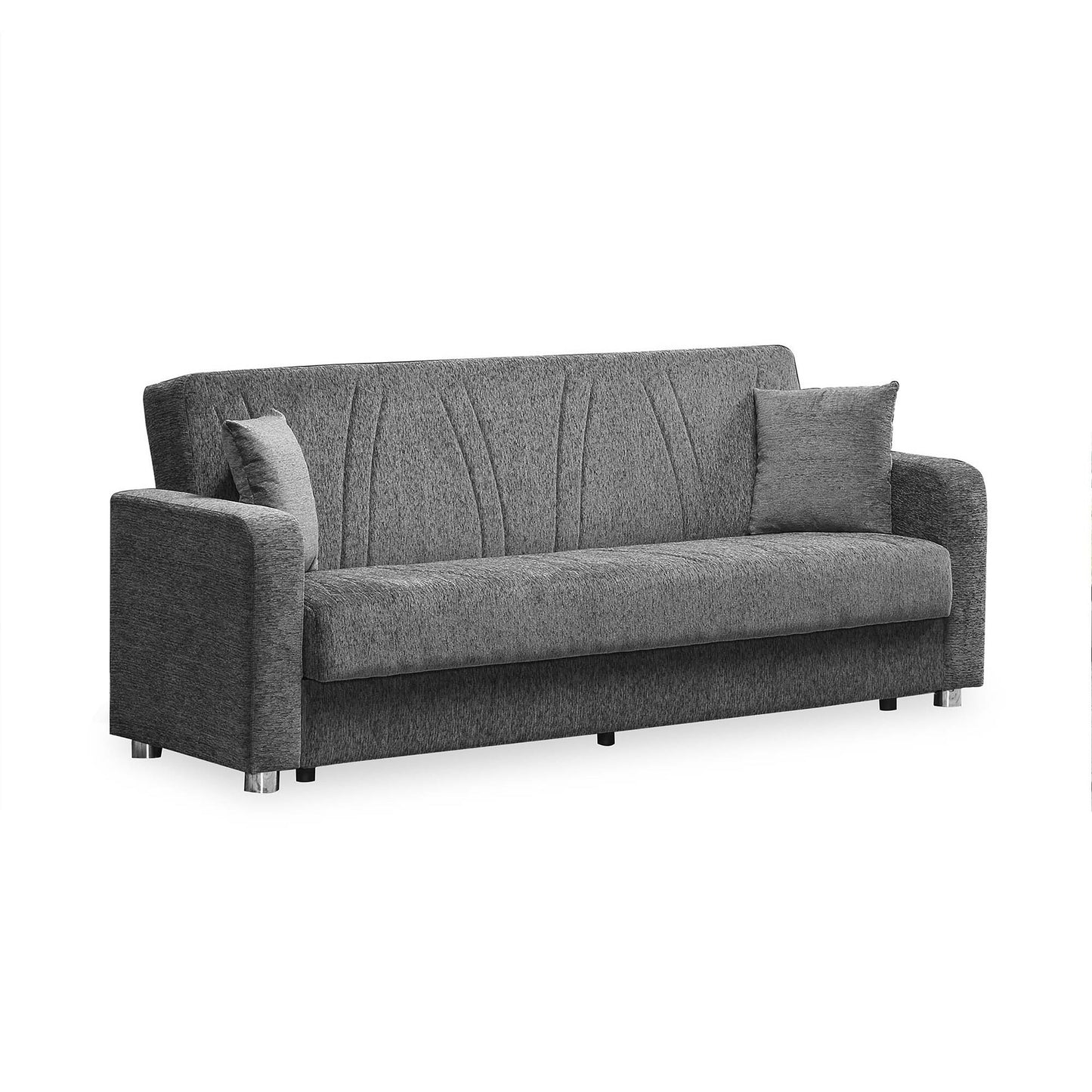 Elegance Upholstered Convertible Sofabed with Storage Grey