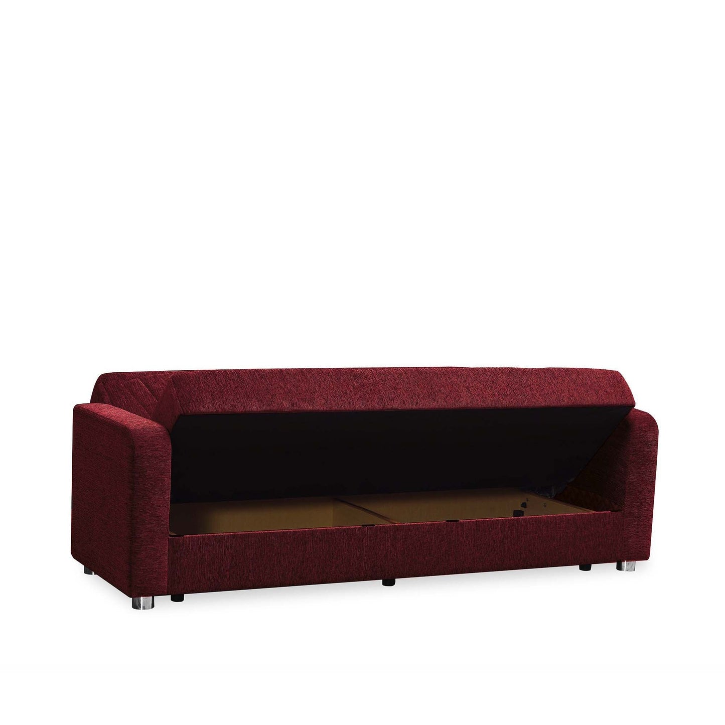 Elegance Upholstered Convertible Sofabed with Storage Red